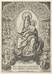 Marie s Ježíškem na půlměsíci Ave Regina Caelorum, Ave Domina Angelorvm (titul na objektu)