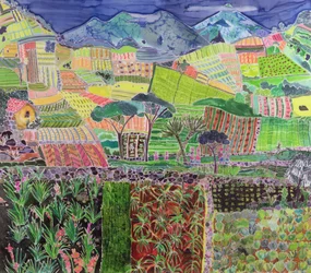 Cabbages and Lillies Revisited, Guatemala, 2006 (barvy na hedvábí)