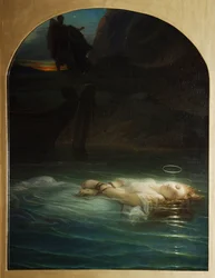 Křesťanský mučedník se utopil v Tibeře za vlády Diokleciána (244-311) - Malba Paula Hippolyte Delaroche (1797-1856) olej na plátně