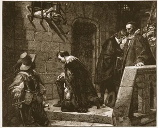 Lord Strafford na cestě k popravě, ilustrace z 