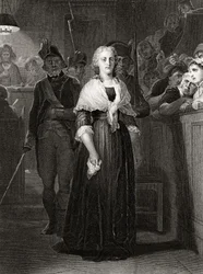 Marie Antoinetta před revolučním tribunálem, 14. října 1793, vyryl William French (c.1815-98)