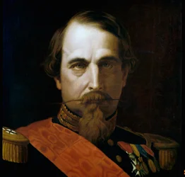 Portrét císaře Napoleona III. (1808-1873) Detail. Obraz Hippolyte Flandrin (1809-1864) 1863 Řím Museo Napoleonico