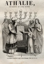 Tragédie Athalie od Jeana Racina v pěti dějstvích – rytina do „“Oeuvres de Jean Racine““, ilustrovaná Pauquetem a upozornění Emile de La Bedolliere – 1851