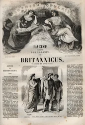 Britannicus tragédie v pěti dějstvích - rytina v „Dílech Jeana Racina““ ilustrovaná Pauquetem a upozornění Emile de La Bedolliere – 1851