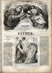 Ilustrace pro „Esther“ od Jeana Racina – rytina do „“Works of Jean Racine““, ilustrovaná Pauquetem a upozornění Emile de La Bedolliere – 1851
