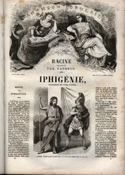 Iphigenie tragedie od Jeana Racina - rytina v „“Oeuvres de Jean Racine““, ilustrovaná Pauquetem a upozornění Emile de La Bedolliere - 1851