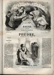 Phedre, od Jeana Racina (1639-1699 – rytina do „Díla Jeana Racina““, ilustrovaná Pauquetem a upozornění Emile de La Bedolliere – 1851