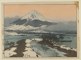 Fujiyama z jezera Kawaguchi, ze série Deset pohledů na horu Fuji, éra Taisho