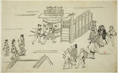 Vstup do Ageyacho, z ``Tee Apperanse Of Yoshiwara (Yoshiwara no Tei)