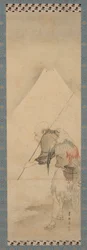 Rybář Hakuryo a hora Fuji, období Edo, 1770-1820.