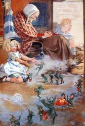 Ilustrace z „Pokladnice veršů pro školu a domov“, kterou vybrali M.G.Edgar & Eric Chilman (barevné lito)