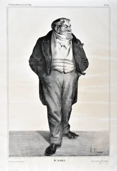 Umělecké dílo Honore Daumiera (1808-1879). Charivari pochází z roku 1833: Serie Celebrites de la caricature “” Pan Baill...”” MUZEUM VÝTVARNÝCH UMĚNÍ - PALACE LONGCHAMP, MARSEILLE