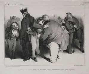 Karikatura, deska 439: Všichni jsme čestní muži, tak se obejmeme a skončeme s tím, 1834.