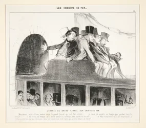 Vstup do velkého železničního tunelu, z Les Chemins de Fer, v Le Charivari, 22. března 1844