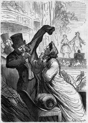 Závěrečný verš. Kreslený film Honore Daumier (1808-1879). Rytina v „“ Le Monde Illustré““ č. 255 z 1. března 1862.