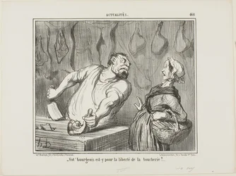 "- A váš buržoa - je pro svobodu řeznického řemesla", talíř 464 z Actualités