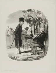 "- Dnes večer si s námi nedáte láhev piva... Je mi jasné, že máš dnes soukromou večeři, ty darebáku...," talíř 81 z Les Bons Bourgeois