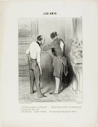 "- Váš oblek se hodí.... Půjčím si ho od tebe... jen prosím zavři dveře, cítím průvan na zádech. - A sakra, dveře jsou zavřené,..... ale právě jste mi otevřel jediný oblek, který mám," talíř 5 z knihy Les Amis