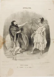Diogenes a Alkibiades v Odeonu. "- Ach... to je moderní....co je to za člověka!," talíř 121 z Actualités