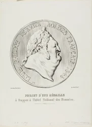Ludvík Filip, poslední král Francouzů 1848. Návrh medaile, kterou má vyrobit Národní mincovna