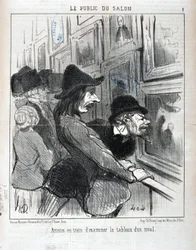 Umělecké dílo Honore Daumiera (1808-1879). Charivari pochází z roku 1852: Serie LE PUBLIC DU SALON – „“Umělci zkoumající obraz soupeře““ MUSEE DES BEAUX ARTS – PALAIS LONGCHAMP, MARSEILLE