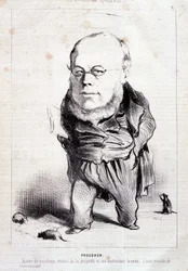 Proudhon, “”apoštol socialismu, nepřítel majetku a jeho patentovaný destruktor”” - od Daumiera, v “”Charivari”” z 6.1.1849