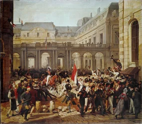 Revoluce v roce 1830: Odjezd krále Ludvíka Filipa na pařížskou radnici... (malba na plátně)