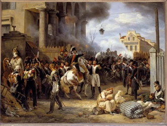 Kampaň Francie: “” La Bariera de Clichy, obrana Paříže 30. 3. 1814”” V centru generál Moncey. Obraz Emile Horace Vernet (1789-1863) 1820 Ne. 0,97 x 1,30 m