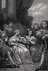 Misantrop nebo zamilovaný Atrabilaire – rytina z „Díla“ Jean-Baptiste Poquelin dit Moliere (Jean Baptiste Poquelin
