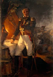 Portrét u nohou Laurenta Marquise de Gouvion Saint Cyr (1764-1830) marechal Impéria v bitvě u Polotsku Obraz Emile Horace Vernet (1789-1863) 19. století Sun. 2,2x1,42m