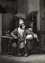 Scéna z Imaginární invalidy od Moliera, od Horace Verneta, rytina - Le Malade imaginaire od Jean-Baptiste Poquelin dit Moliere (1622-1673)