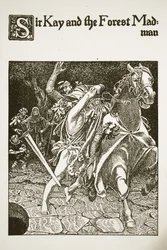 Sir Kay a lesní šílenec, ilustrace z „Příběhu šampionů kulatého stolu“
