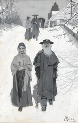 The Dunkers - Going to Meeting, kresba ilustrace publikovaná v Harperu