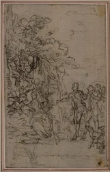 Studie k vinětě ve Fontenellově (attr.) "Les Amours de Mirtil", Canto II