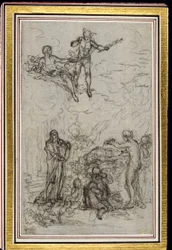 Studie k vinětě ve Fontenellově (attr.) "Les Amours de Mirtil", Canto VI