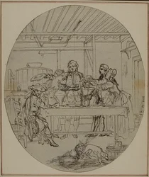 Studie k druhému vydání Colleho hry "La Partie de Chasse de Henri IV", Act III, Scene 10, která nebyla nikdy publikována.