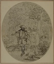Studie k druhému vydání Colleho hry "La Partie de Chasse de Henri IV", Act II, Scene 11, která nebyla nikdy publikována.
