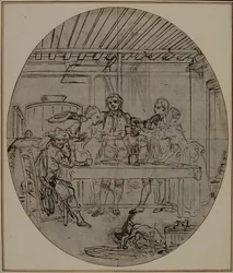 Studie k druhému vydání Colleho hry "La Partie de Chasse de Henri IV", Act III, Scene 10, která nebyla nikdy publikována.