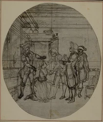 Studie k druhému vydání Colleho hry "La Partie de Chasse de Henri IV", Act III, Scene 11, která nebyla nikdy publikována.