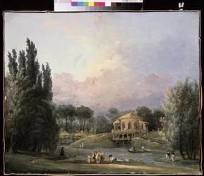 Dans un parc. Peinture de Hubert Robert (1733-1808), huile sur toile, vers 1770-1780, art francais. State Museum Arkhangelskoye Estate, Moscou.   1325969   cs       czech Successfully Translated  Original: And then Katherine Awoke (watercolor on paper) Tra