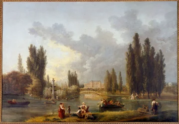 Hrad Mereville Malba Huberta Roberta (1733-1808) Sceaux z 18. století, muzeum ostrova Francie