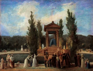 Památník vyvýšený v Tuileries na počest Jean Jacques Rousseau 10. října
