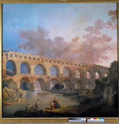 Pohled na most du Gard Obraz od Huberta Roberta (1733-1808) 18. století Sun. 2,42x2,42 m - Pohled na Pont du Gard (Francie). Obraz Huberta Roberta (1733-1808)