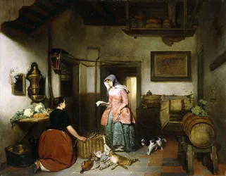 Hra Interiér spíže s úklidem žen, 1852