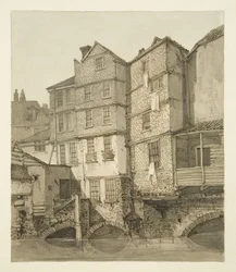 Frome, při pohledu proti proudu k Christmas Bridge, 1823