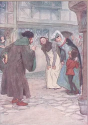 Pojď, sirrah-odpověz svému pánovi, neboj se, ilustrace z Veselé paničky z Windsoru, 1910