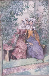 Pojďme se společně poradit proti tomuto umaštěnému rytíři, ilustrace z Veselé paničky z Windsoru, 1910