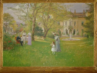 Park elegantní vídeňské vily (malba na plátně)