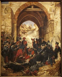 Převzetí alžírské kasby (kasbah) - Obraz Huguese Martina (1809-?), olej na plátně, 40,5 x 33 cm - Musee des Beaux Arts de Macon