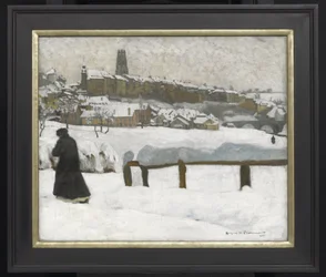 Freiburg ve sněhu, kolem roku 1920 (olej na plátně)